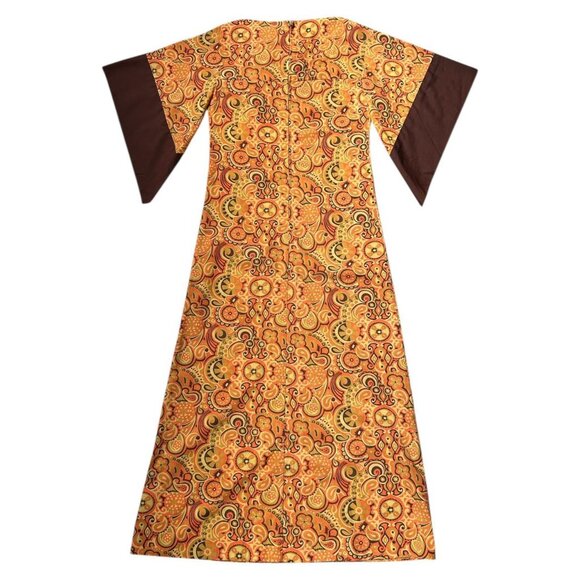 70s vintage psychedelic maxi hippy dress flared bell sleeve boho relaxed. - Picture 6 of 11